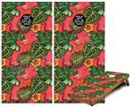 Cornhole Game Board Vinyl Skin Wrap Kit - Famingos and Flowers Coral fits 24x48 game boards (GAMEBOARDS NOT INCLUDED)