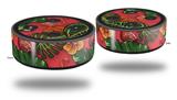 Skin Wrap Decal Set 2 Pack for Amazon Echo Dot 2 - Famingos and Flowers Coral (2nd Generation ONLY - Echo NOT INCLUDED)