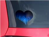Fire Flames Blue - I Heart Love Car Window Decal 6.5 x 5.5 inches