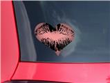 Big Kiss Black on Pink - I Heart Love Car Window Decal 6.5 x 5.5 inches