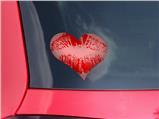 Big Kiss Red on Pink - I Heart Love Car Window Decal 6.5 x 5.5 inches