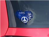Love and Peace Blue - I Heart Love Car Window Decal 6.5 x 5.5 inches