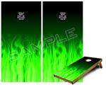 Cornhole Game Board Vinyl Skin Wrap Kit - Premium Laminated - Fire Flames Green fits 24x48 game boards (GAMEBOARDS NOT INCLUDED)