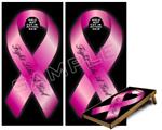 Cornhole Game Board Vinyl Skin Wrap Kit - Premium Laminated - Fight Like a Girl Breast Cancer Pink Ribbon on Black fits 24x48 game boards (GAMEBOARDS NOT INCLUDED)