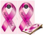 Cornhole Game Board Vinyl Skin Wrap Kit - Premium Laminated - Fight Like a Girl Breast Cancer Pink Ribbon on Pink fits 24x48 game boards (GAMEBOARDS NOT INCLUDED)
