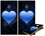 Cornhole Game Board Vinyl Skin Wrap Kit - Premium Laminated - Glass Heart Grunge Blue fits 24x48 game boards (GAMEBOARDS NOT INCLUDED)