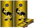 Cornhole Game Board Vinyl Skin Wrap Kit - Premium Laminated - Iowa Hawkeyes Herky on Black and Gold fits 24x48 game boards (GAMEBOARDS NOT INCLUDED)