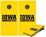 Cornhole Game Board Vinyl Skin Wrap Kit - Premium Laminated - Iowa Hawkeyes 01 Black on Gold fits 24x48 game boards (GAMEBOARDS NOT INCLUDED)