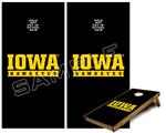 Cornhole Game Board Vinyl Skin Wrap Kit - Premium Laminated - Iowa Hawkeyes 03 Black on Gold fits 24x48 game boards (GAMEBOARDS NOT INCLUDED)