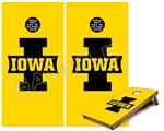 Cornhole Game Board Vinyl Skin Wrap Kit - Premium Laminated - Iowa Hawkeyes 04 Black on Gold fits 24x48 game boards (GAMEBOARDS NOT INCLUDED)