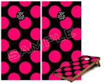 Cornhole Game Board Vinyl Skin Wrap Kit - Premium Laminated - Kearas Polka Dots Pink On Black fits 24x48 game boards (GAMEBOARDS NOT INCLUDED)