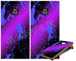 Cornhole Game Board Vinyl Skin Wrap Kit - Premium Laminated - Halftone Splatter Blue Hot Pink fits 24x48 game boards (GAMEBOARDS NOT INCLUDED)