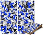 Cornhole Game Board Vinyl Skin Wrap Kit - Premium Laminated - Sexy Girl Silhouette Camo Blue fits 24x48 game boards (GAMEBOARDS NOT INCLUDED)