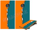 Cornhole Game Board Vinyl Skin Wrap Kit - Premium Laminated - Ripped Colors Orange Seafoam Green fits 24x48 game boards (GAMEBOARDS NOT INCLUDED)