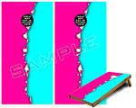 Cornhole Game Board Vinyl Skin Wrap Kit - Premium Laminated - Ripped Colors Hot Pink Neon Teal fits 24x48 game boards (GAMEBOARDS NOT INCLUDED)