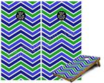Cornhole Game Board Vinyl Skin Wrap Kit - Premium Laminated - Zig Zag Blue Green fits 24x48 game boards (GAMEBOARDS NOT INCLUDED)