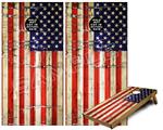 Cornhole Game Board Vinyl Skin Wrap Kit - Premium Laminated - Painted Faded and Cracked USA American Flag fits 24x48 game boards (GAMEBOARDS NOT INCLUDED)