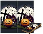 Cornhole Game Board Vinyl Skin Wrap Kit - Premium Laminated - Halloween Jack O Lantern and Cemetery Kitty Cat fits 24x48 game boards (GAMEBOARDS NOT INCLUDED)