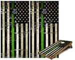 Cornhole Game Board Vinyl Skin Wrap Kit - Premium Laminated - Painted Faded and Cracked Green Line USA American Flag fits 24x48 game boards (GAMEBOARDS NOT INCLUDED)