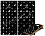 Cornhole Game Board Vinyl Skin Wrap Kit - Premium Laminated - Nautical Anchors Away 02 Black fits 24x48 game boards (GAMEBOARDS NOT INCLUDED)