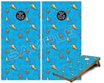 Cornhole Game Board Vinyl Skin Wrap Kit - Premium Laminated - Sea Shells 02 Blue Medium fits 24x48 game boards (GAMEBOARDS NOT INCLUDED)