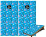 Cornhole Game Board Vinyl Skin Wrap Kit - Premium Laminated - Seahorses and Shells Blue Medium fits 24x48 game boards (GAMEBOARDS NOT INCLUDED)