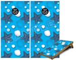 Cornhole Game Board Vinyl Skin Wrap Kit - Premium Laminated - Starfish and Sea Shells Blue Medium fits 24x48 game boards (GAMEBOARDS NOT INCLUDED)