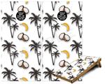 Cornhole Game Board Vinyl Skin Wrap Kit - Premium Laminated - Coconuts Palm Trees and Bananas White fits 24x48 game boards (GAMEBOARDS NOT INCLUDED)