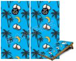 Cornhole Game Board Vinyl Skin Wrap Kit - Premium Laminated - Coconuts Palm Trees and Bananas Blue Medium fits 24x48 game boards (GAMEBOARDS NOT INCLUDED)