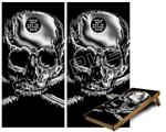 Cornhole Game Board Vinyl Skin Wrap Kit - Premium Laminated - Chrome Skull on Black fits 24x48 game boards (GAMEBOARDS NOT INCLUDED)