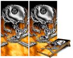 Cornhole Game Board Vinyl Skin Wrap Kit - Premium Laminated - Chrome Skull on Fire fits 24x48 game boards (GAMEBOARDS NOT INCLUDED)