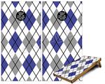 Cornhole Game Board Vinyl Skin Wrap Kit - Premium Laminated - Argyle Blue and Gray fits 24x48 game boards (GAMEBOARDS NOT INCLUDED)