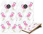 Cornhole Game Board Vinyl Skin Wrap Kit - Premium Laminated - Flamingos on White fits 24x48 game boards (GAMEBOARDS NOT INCLUDED)