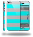 Psycho Stripes Neon Teal and Gray - Decal Style Vinyl Skin (fits Apple Original iPhone 5, NOT the iPhone 5C or 5S)