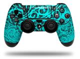 WraptorSkinz Skin compatible with Sony PS4 Dualshock Controller PlayStation 4 Original Slim and Pro Folder Doodles Neon Teal (CONTROLLER NOT INCLUDED)
