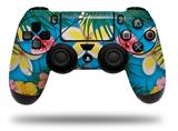 WraptorSkinz Skin compatible with Sony PS4 Dualshock Controller PlayStation 4 Original Slim and Pro Beach Flowers 02 Blue Medium (CONTROLLER NOT INCLUDED)