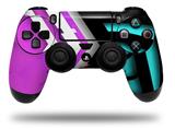 WraptorSkinz Skin compatible with Sony PS4 Dualshock Controller PlayStation 4 Original Slim and Pro Black Waves Neon Teal Hot Pink (CONTROLLER NOT INCLUDED)