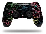 WraptorSkinz Skin compatible with Sony PS4 Dualshock Controller PlayStation 4 Original Slim and Pro Kearas Flowers on Black (CONTROLLER NOT INCLUDED)