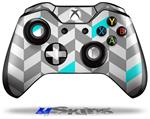 Decal Skin Wrap fits Microsoft XBOX One Wireless Controller Chevrons Gray And Aqua