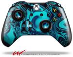 Decal Skin Wrap compatible with Microsoft XBOX One Wireless Controller Liquid Metal Chrome Neon Blue