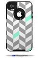Chevrons Gray And Seafoam - Decal Style Vinyl Skin fits Otterbox Commuter iPhone4/4s Case (CASE SOLD SEPARATELY)