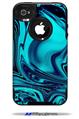 Liquid Metal Chrome Neon Blue - Decal Style Vinyl Skin compatible with Otterbox Commuter iPhone4/4s Case (CASE SOLD SEPARATELY)