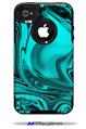 Liquid Metal Chrome Neon Teal - Decal Style Vinyl Skin compatible with Otterbox Commuter iPhone4/4s Case (CASE SOLD SEPARATELY)