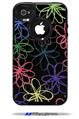 Kearas Flowers on Black - Decal Style Vinyl Skin fits Otterbox Commuter iPhone4/4s Case (CASE SOLD SEPARATELY)