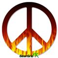 Fire Flames on Black - Peace Sign Car Window Decal 6 x 6 inches
