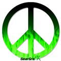 Fire Flames Green - Peace Sign Car Window Decal 6 x 6 inches