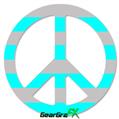 Psycho Stripes Neon Teal and Gray - Peace Sign Car Window Decal 6 x 6 inches