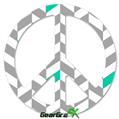 Chevrons Gray And Turquoise - Peace Sign Car Window Decal 6 x 6 inches
