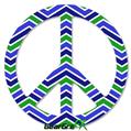 Zig Zag Blue Green - Peace Sign Car Window Decal 6 x 6 inches