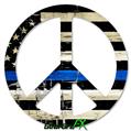 Painted Faded and Cracked Blue Line USA American Flag - Peace Sign Car Window Decal 6 x 6 inches